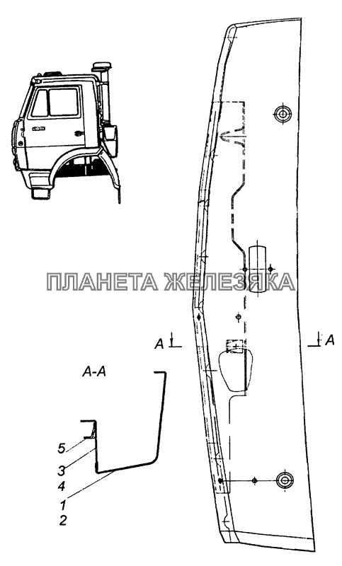 5320-5301047/046 Панель передка боковая съемная КамАЗ-53229 (Евро 2)