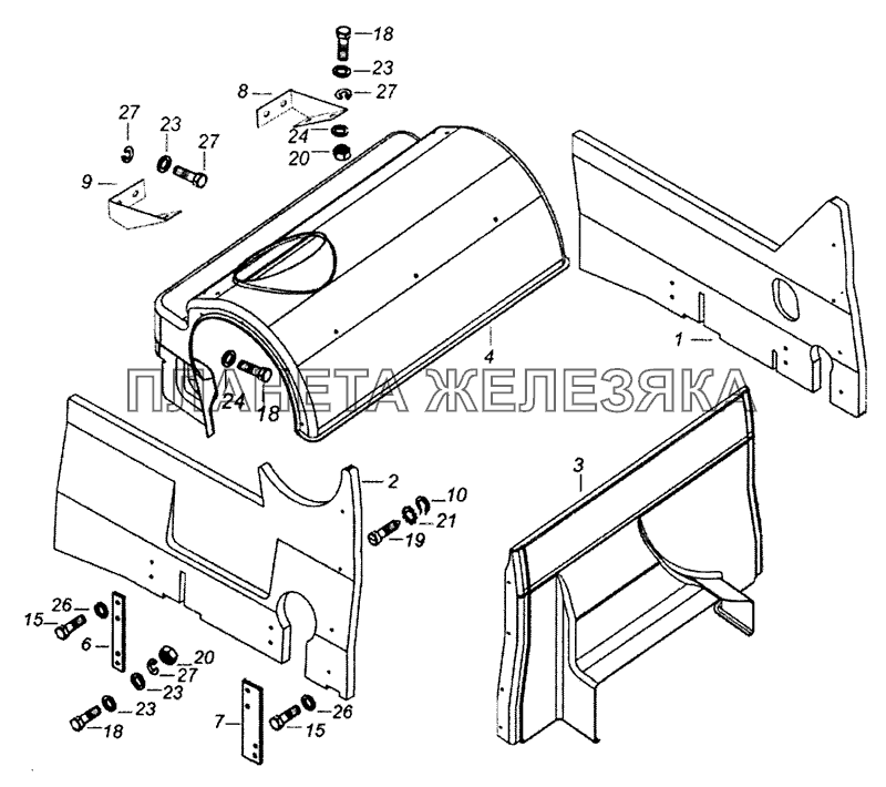 53229-5614200 Установка шумоизоляционного экрана КамАЗ-53229 (Евро 2)