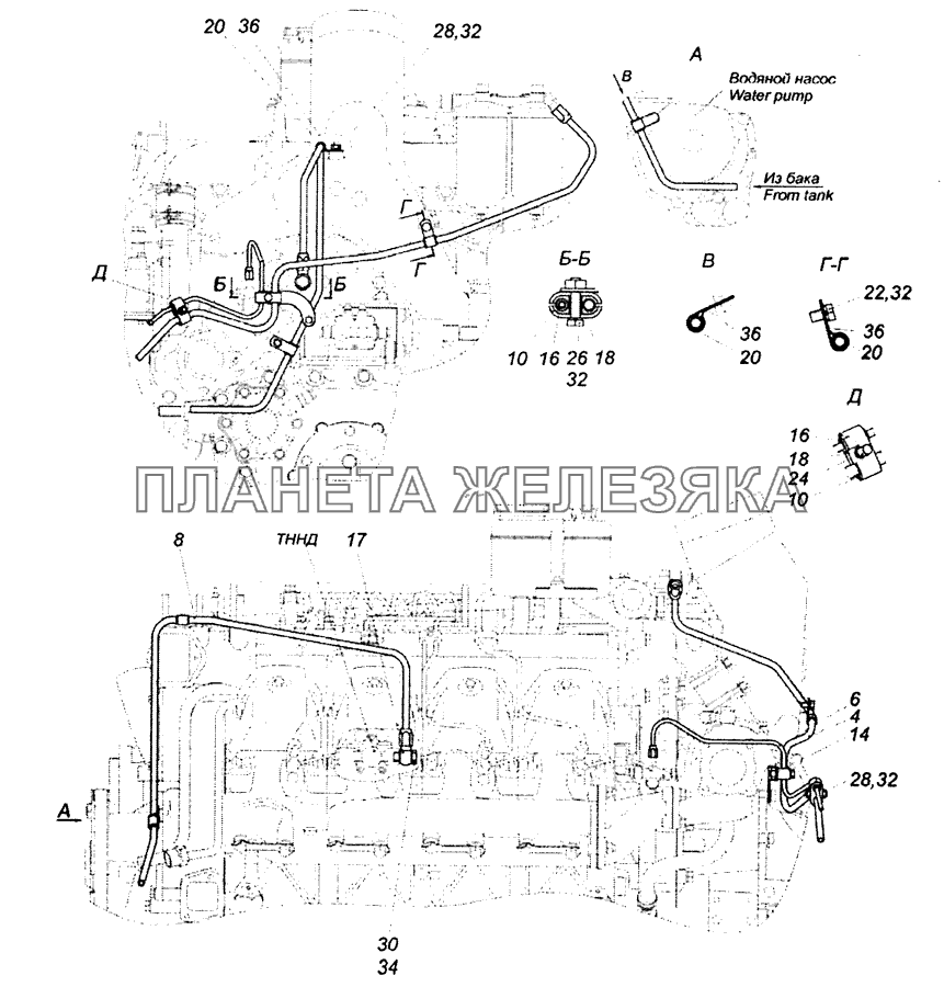 55111-1104000-90 Установка топливопроводов (ТНВД «BOSCH») КамАЗ-53229 (Евро 2)