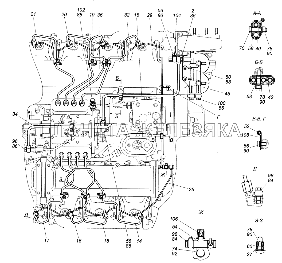 740.21-1104000 Установка топливопроводов КамАЗ-53229 (Евро 2)