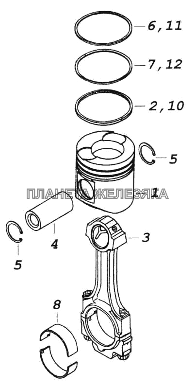 Поршень с шатуном и кольцами КамАЗ-5360