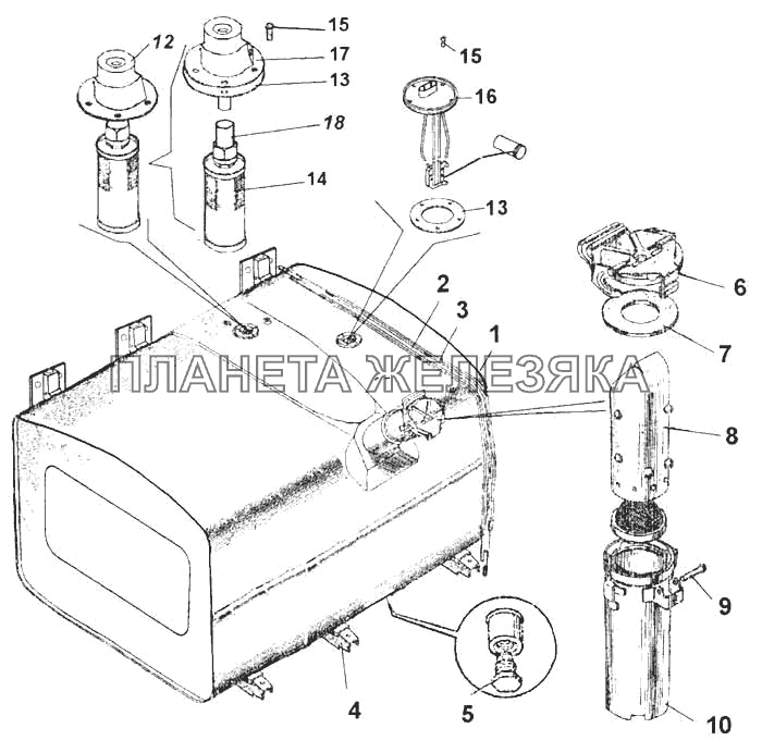Бак топливный КамАЗ-5360
