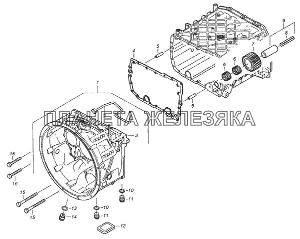 Установка картера сцепления КамАЗ-5360