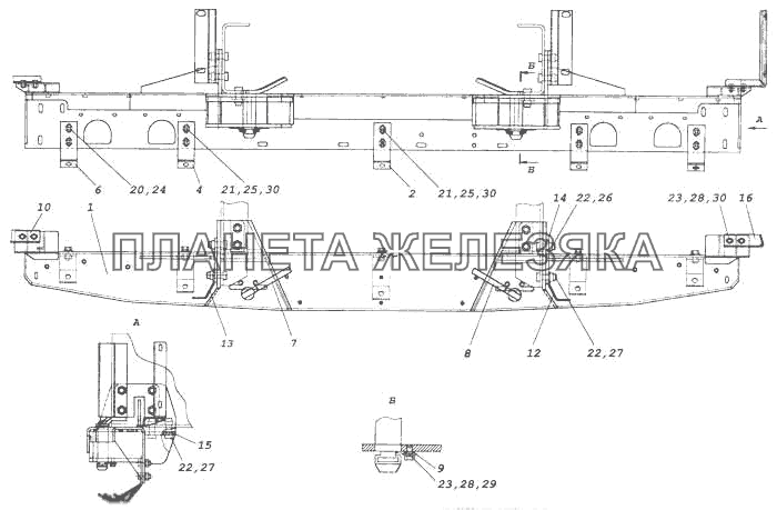 Установка буксирной поперечины КамАЗ-5360