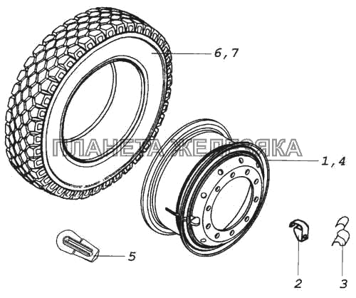 Колесо 9.00x22.5 стальное с шиной КамАЗ-5360