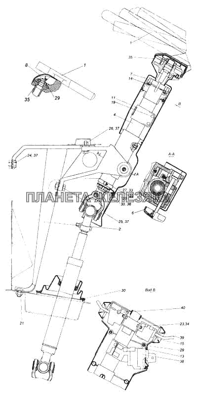 Установка колонки рулевого управления КамАЗ-5360