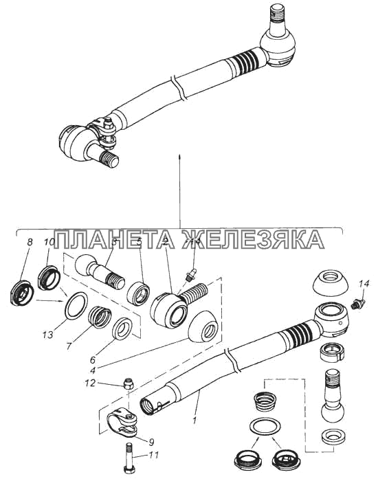 Тяга сошки с наконечниками КамАЗ-5360