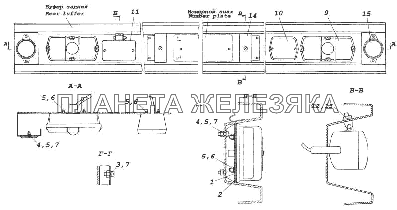 Установка задних фонарей КамАЗ-5360