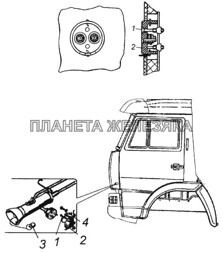 Установка розетки переносной лампы КамАЗ-5360