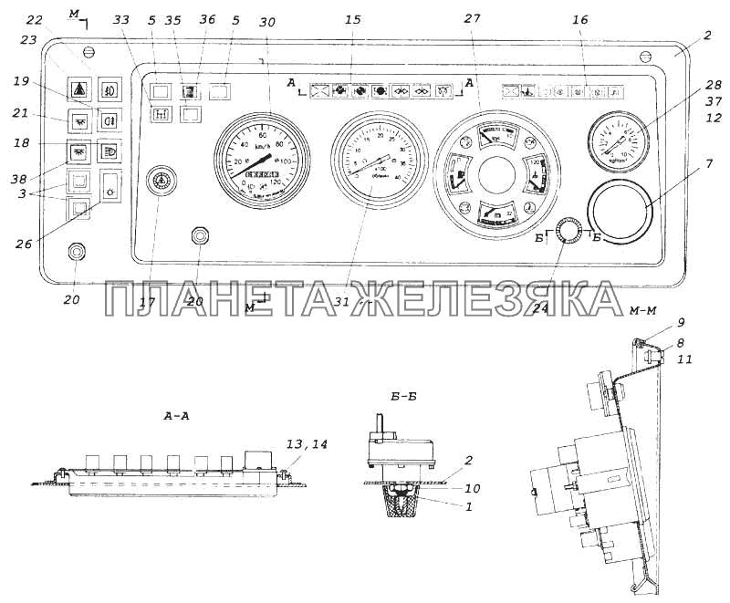 Щиток приборов КамАЗ-5360 Щиток приборов КамАЗ-5360
