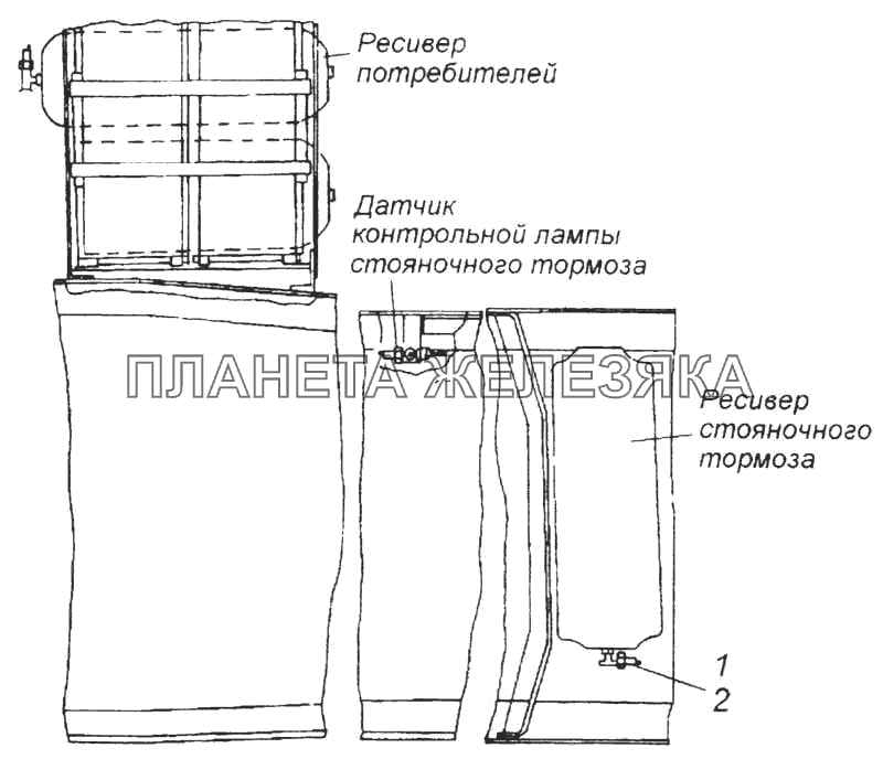 Установка датчиков аварийного давления воздуха КамАЗ-5360