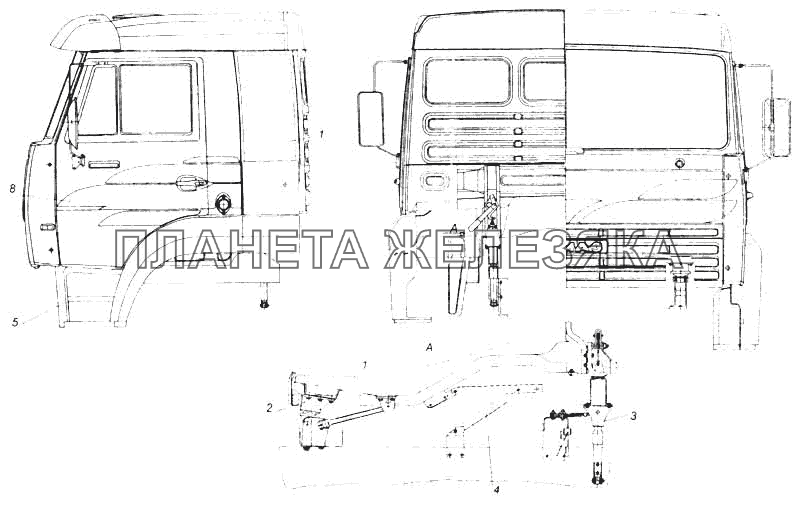 Установка кабины с оперением КамАЗ-5360