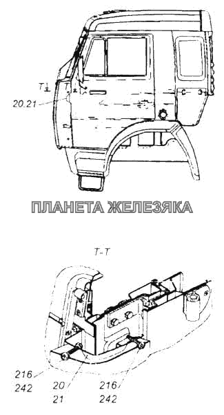 Панель передка боковая съемная левая. Панель передка боковая съемная правая КамАЗ-5360