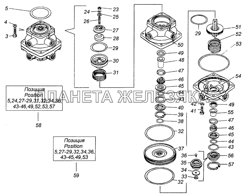 100-3514108-10 Кран тормозной двухсекционный КамАЗ-53605 (Евро-4)