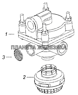 2233-3518010-20 Ускорительный клапан с глушителем КамАЗ-53605 (Евро-4)