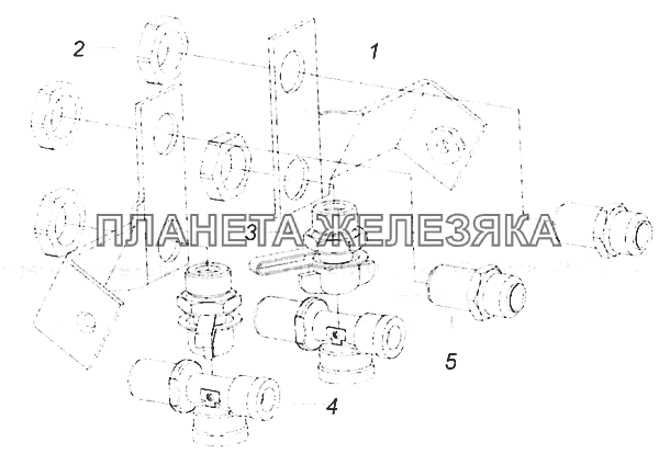 65115-3506079 Кронштейн левый задний в сборе с фитингами КамАЗ-53605 (Евро-4)