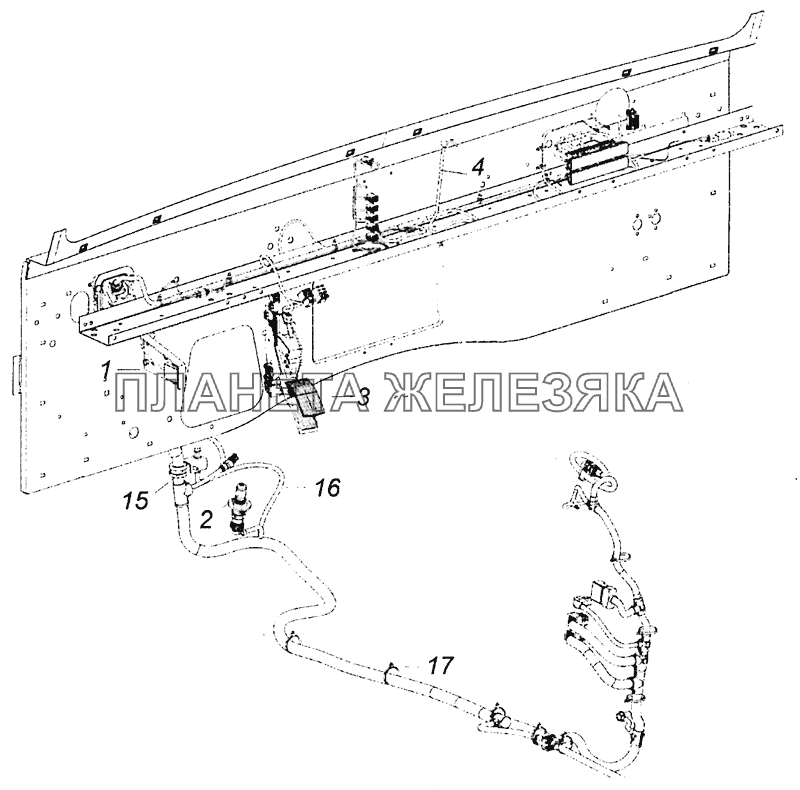 6520-4000200-24 Система управления двигателем. Расположение на кабине КамАЗ-53605 (Евро-4)