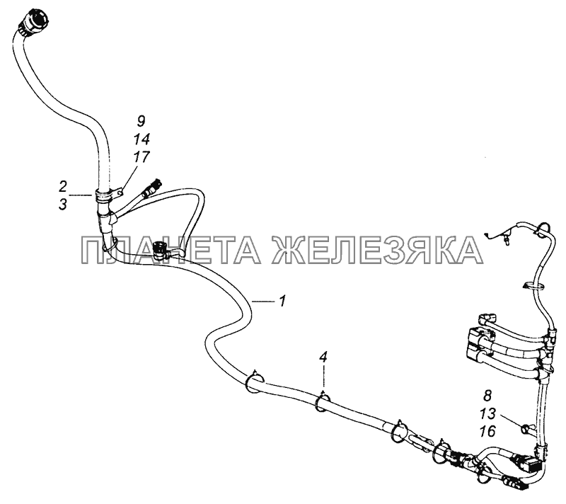 6520-4000300-24 Система управления двигателем. Расположение на шасси КамАЗ-53605 (Евро-4)