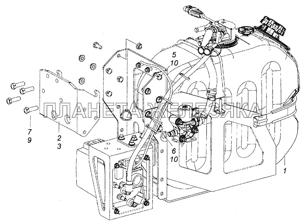 6520-1208002 Установка бака нейтрализующей жидкости КамАЗ-53605 (Евро-4)