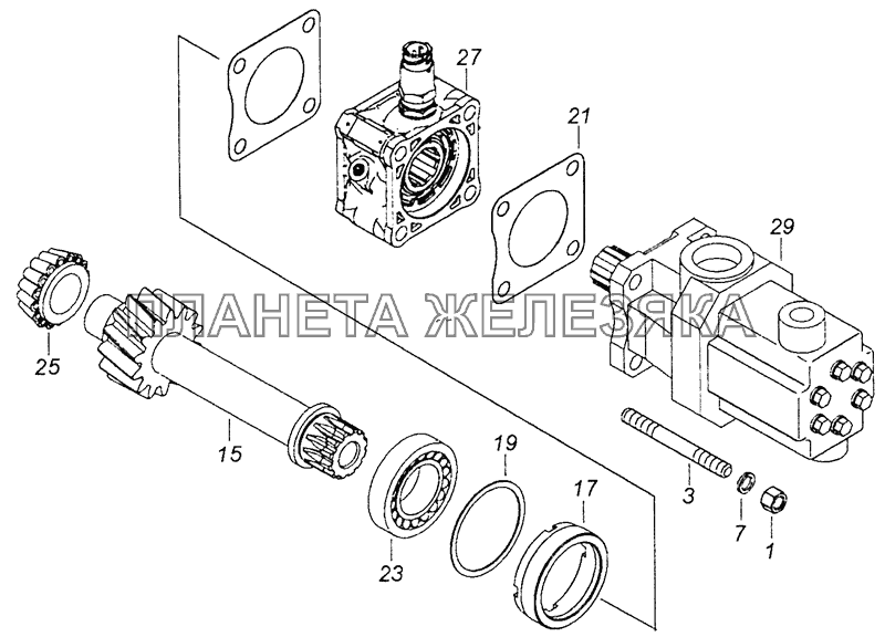 65115-4202005-30 Установка коробки отбора мощности с насосом КамАЗ-53605 (Евро-4)