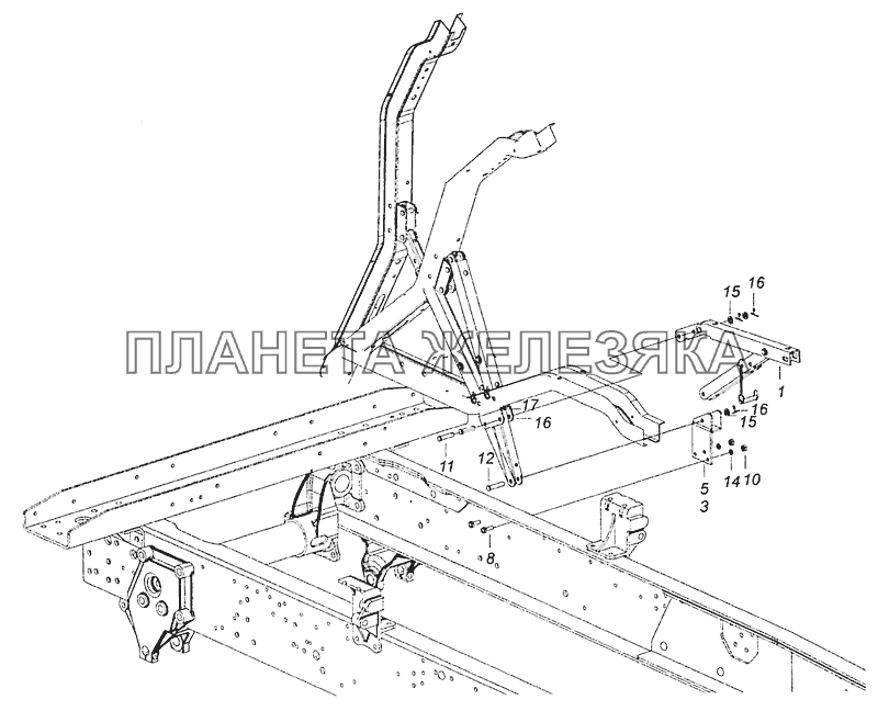 6520-5002051 Установка ограничителя подъема кабины КамАЗ-53605 (Евро-4)