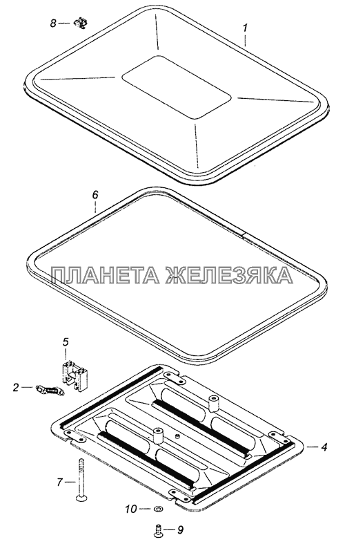 53205-5713008 Установка вентиляционного люка крыши КамАЗ-53605 (Евро-4)