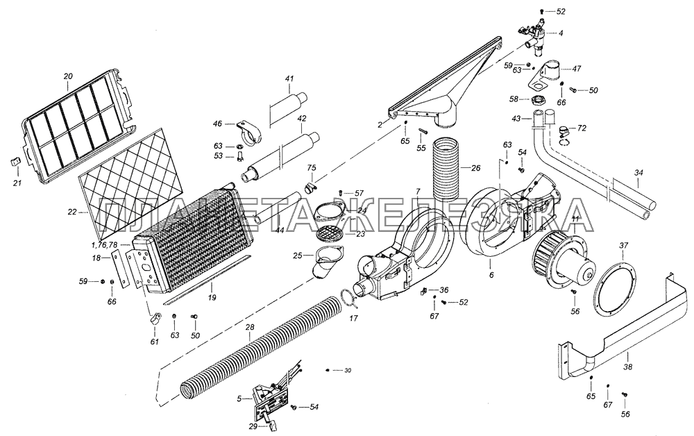 4308-8100005 Установка системы отопления кабины КамАЗ-53605 (Евро-4)