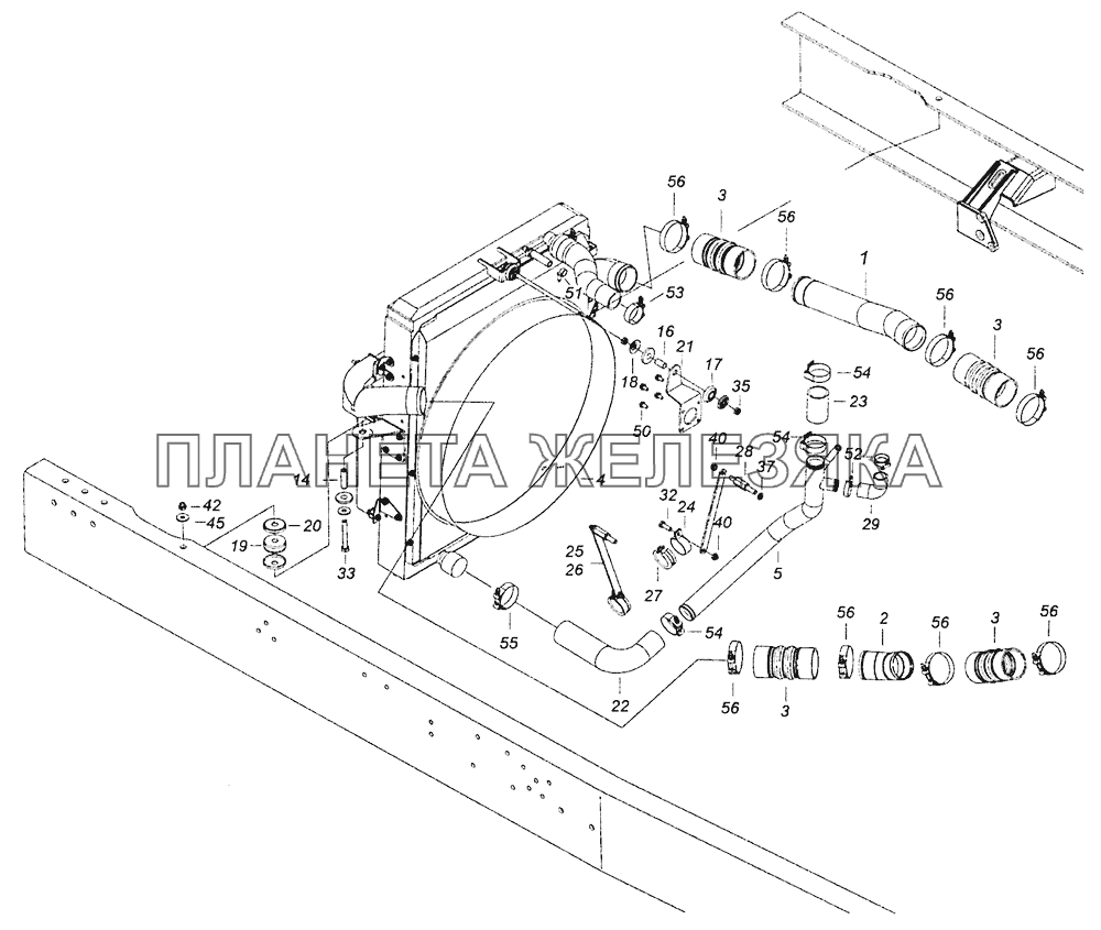 53605-1300023-60 Установка блока охлаждения КамАЗ-53605 (Евро-4)