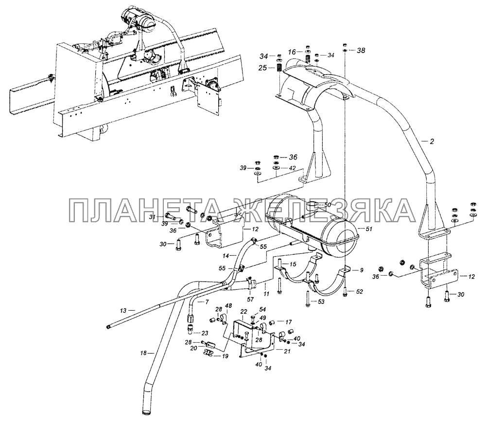 53605-1311005-20 Установка бачка расширительного КамАЗ-53605 (Евро-4)