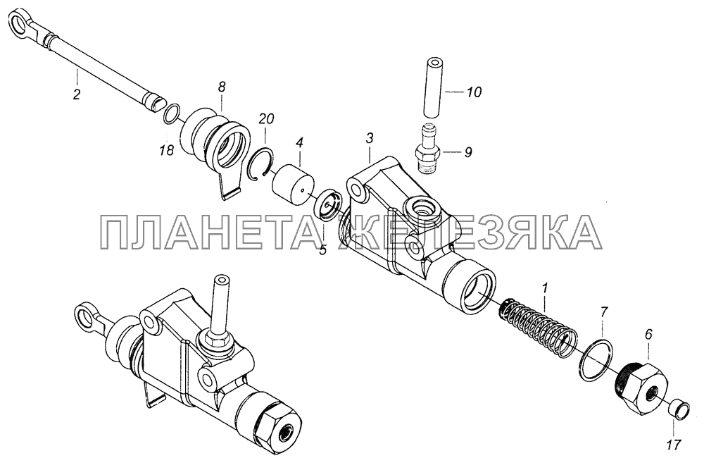 5320-1602510-10 Главный цилиндр управления сцеплением КамАЗ-53605 (Евро-4)