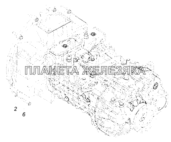 5308-1700003 Установка деталей крепления коробки передач на двигатель КамАЗ-53605 (Евро-4)