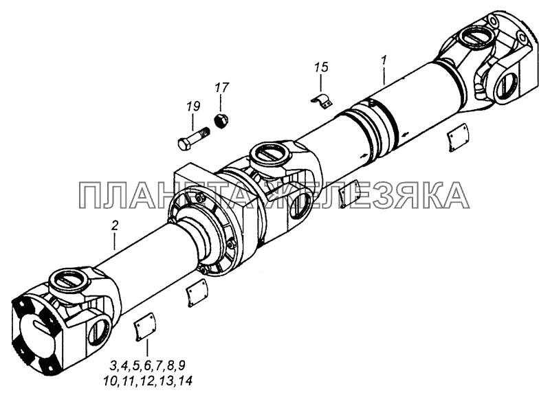 53605-2201006-30 Вал карданный трехшарнирный КамАЗ-53605 (Евро-4)