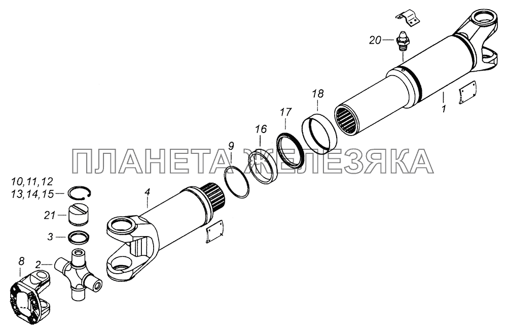 53605-2201011-15 Вал карданный заднего моста КамАЗ-53605 (Евро-4)