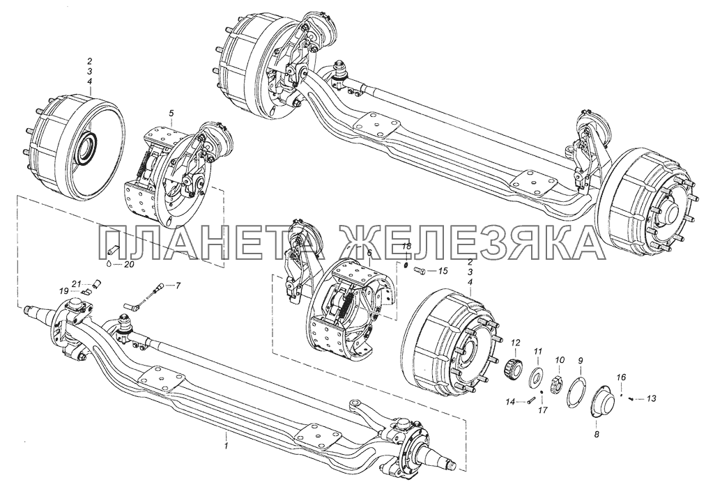 6520-3000012 Ось передняя с тормозами КамАЗ-53605 (Евро-4)