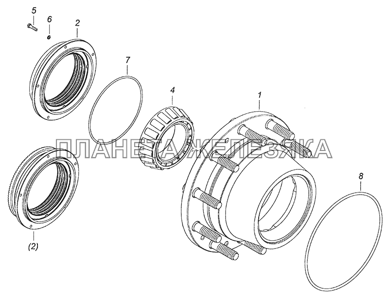 6520-3104009 Ступица заднего колеса с манжетами КамАЗ-53605 (Евро-4)