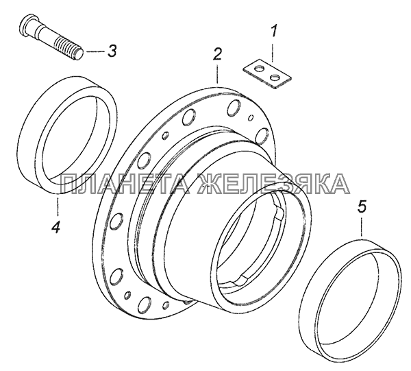 6520-3104012 Ступица заднего колеса с болтами КамАЗ-53605 (Евро-4)