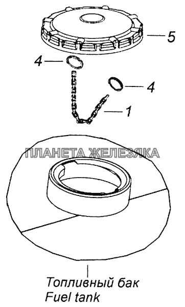 53215-1103001 Установка крышки топливного бака КамАЗ-53605 (Евро-4)