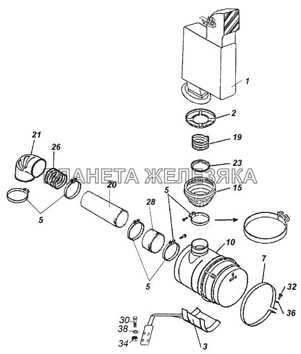 Установка воздушного фильтра КамАЗ-5460