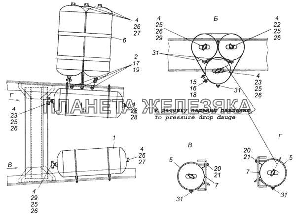 Установка воздушных ресиверов КамАЗ-5460