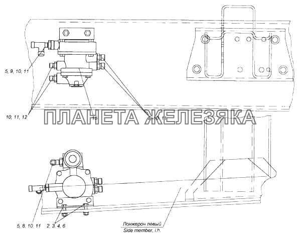 Установка клапана управления тормозами прицепа КамАЗ-5460
