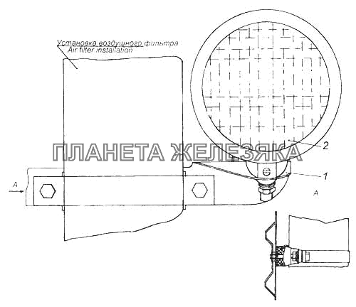 Установка прожекторов освещения сцепного устройства КамАЗ-5460