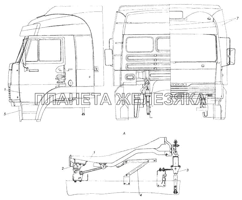 Установка кабины с оперением КамАЗ-5460