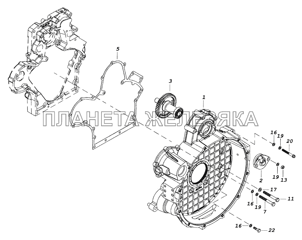 Установка картера маховика КамАЗ-5460 (каталог 2005 г.)