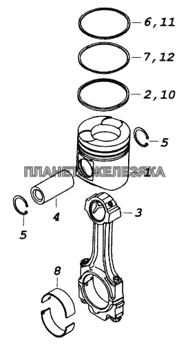 Поршень с шатуном и кольцами КамАЗ-5460 (каталог 2005 г.)