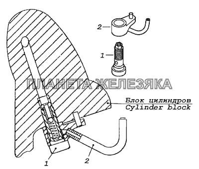 Установка форсунки охлаждения поршня КамАЗ-5460 (каталог 2005 г.)