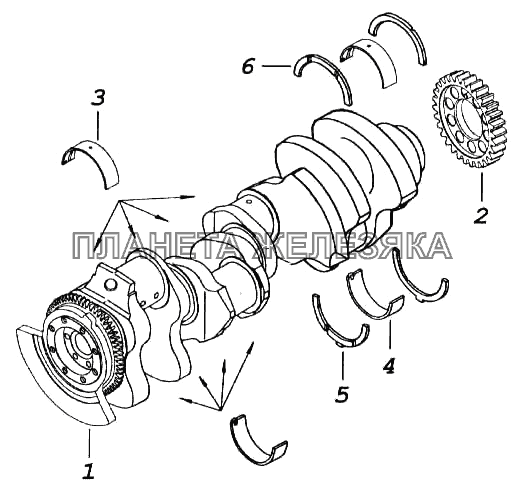 Установка коленчатого вала КамАЗ-5460 (каталог 2005 г.)