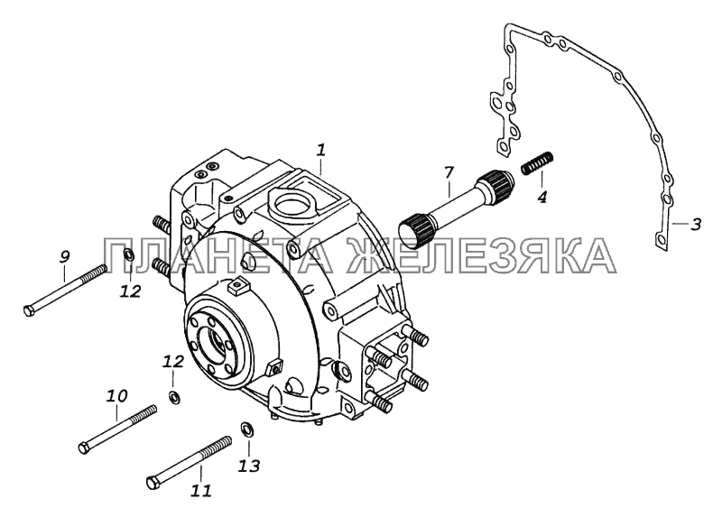 Установка привода отбора мощности переднего КамАЗ-5460 (каталог 2005 г.)