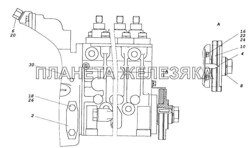 ТНВД с фланцем и полумуфтой ведомой КамАЗ-5460 (каталог 2005 г.)