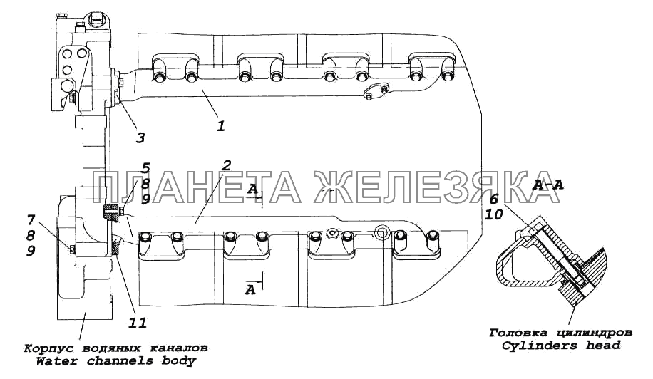 Установка водяных труб КамАЗ-5460 (каталог 2005 г.)