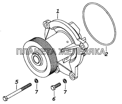 Установка водяного насоса КамАЗ-5460 (каталог 2005 г.)